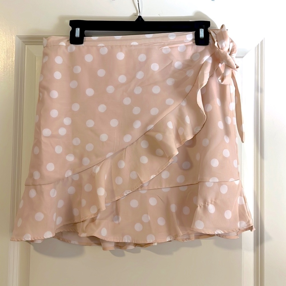 Pink Polka Dot Wrap Skirt